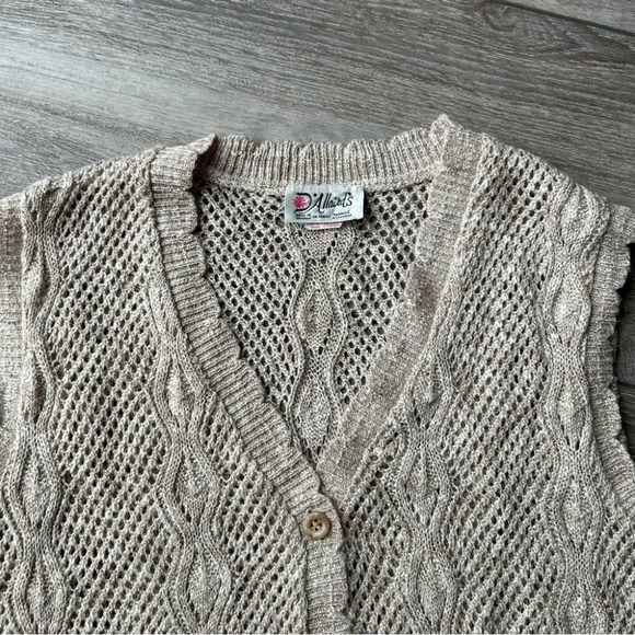 Vintage D'Allaird's Crochet Open Cable Knitted Waistcoat Vest Made in Canada - Picture 5 of 11